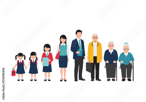 Diverse Group of People Representing Different Ages and Life Stages.
