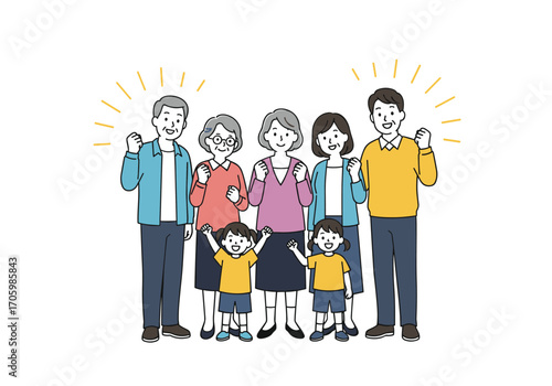 Happy Family Generations Posing Together with Joyful Expressions.