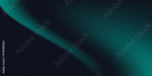 Dark green color gradient grainy background, illuminated spot on black, noise texture effect, wide banner size.