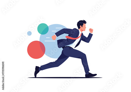 Businessman running fast with motion blur effect.