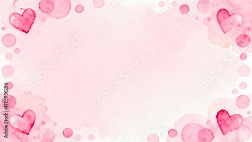 Purple Watercolor Heart Shape Border Landscape