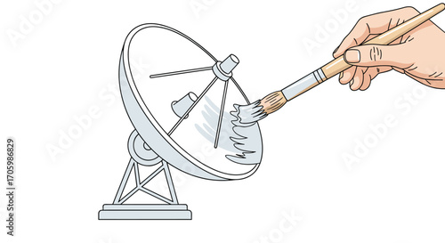 Hand painting satellite dish illustration