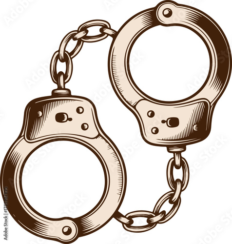 Handcuffs Illustration Symbol of Law, Order, and Justice for Graphic Design