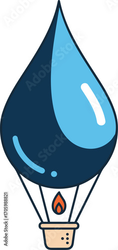 Waterdrop hot air balloon icon illustration