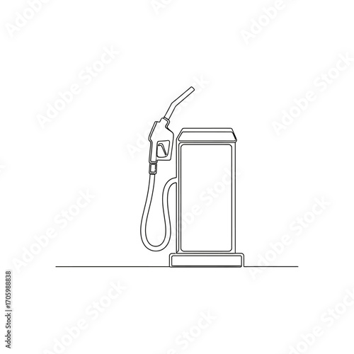 Continuous line drawing of a gas station isolated on white background for your project