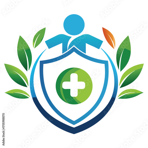 Modern healthcare company logo concept with abstract shapes and bold colors