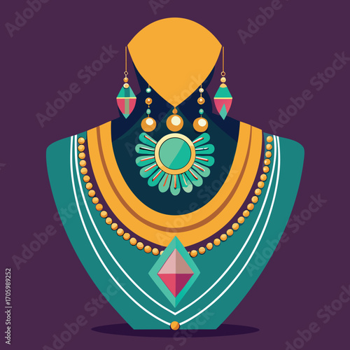 Elegant modern fashion jewelry design featuring intricate details and vibrant colors