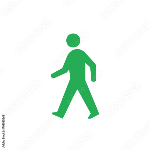 Green pedestrian crossing symbol isolated on white background indicating it is safe to cross