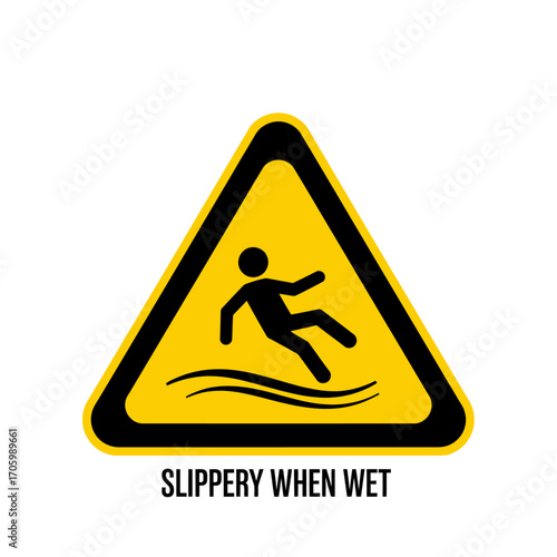  a standard warning sign for a wet or slippery surface. 