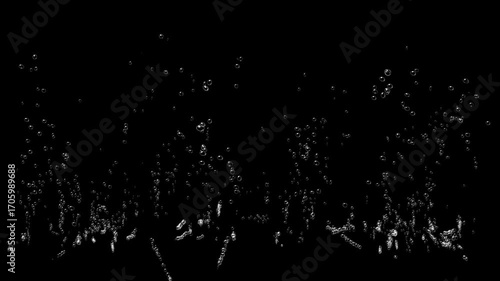 Realistic underwater efervescent bubbles on black background. 4K animation for film ads and movie.