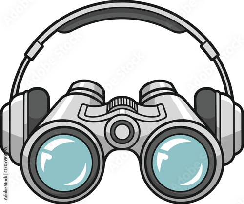 headphones and binoculars cartoon style clip art preview