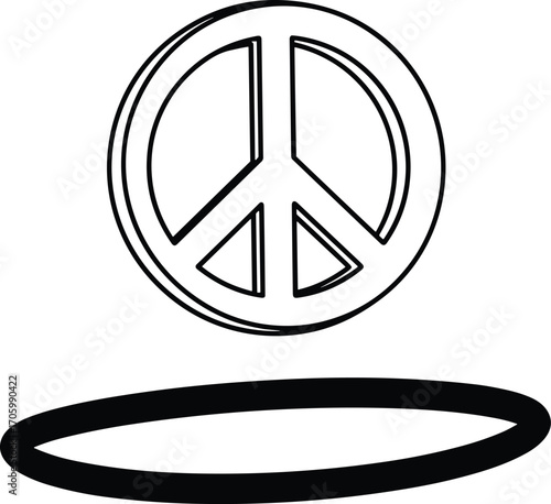 Peace symbol above black ring graphic art