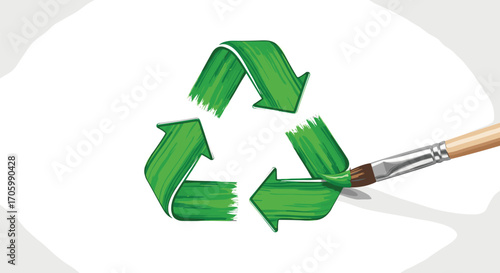Recycle symbol being painted with green paint
