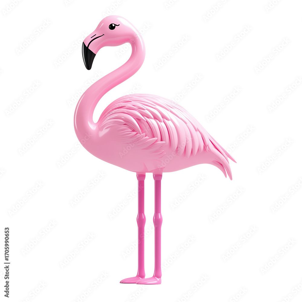 Fototapeta premium Realistic Pink Flamingo Decoration on White Background