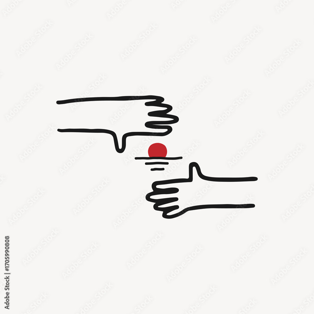 Obraz premium Sunset hands, aesthetic illustration design element