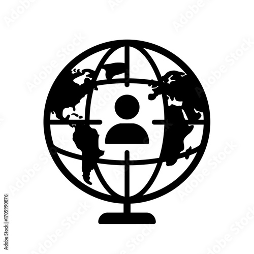 Global target audience icon for international business strategy, human resources, and marketing campaigns, symbolizing worldwide reach and demographic focus in a modern design