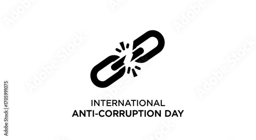 International Anti-Corruption Day logo featuring a broken chain  