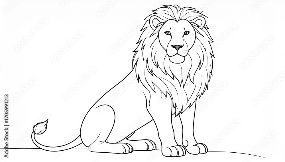 Obraz premium Majestic Lion Illustration - A Powerful Symbol of Strength and Royalty