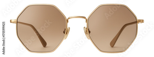 Wallpaper Mural Hexagonal sunglasses with thin gold rims and light brown lenses Torontodigital.ca