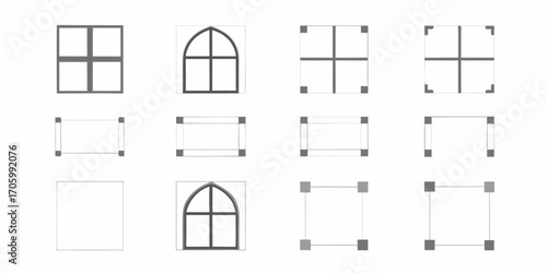 Collection of architectural window designs and construction elements for design inspiration