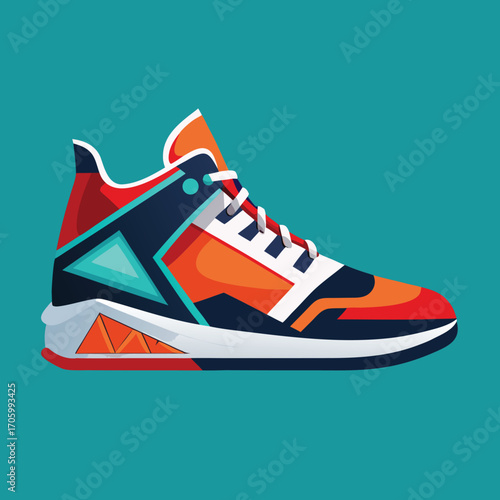 Dynamic and stylish vector illustration of modern athletic footwear with vibrant color accents and clean lines