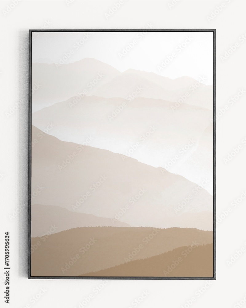 Naklejka premium Brown mountain illustration picture frame