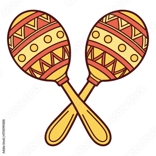 Ornate pair of maracas on white background