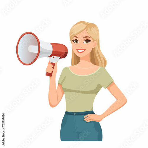 Frau mit Megaphone