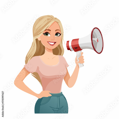 Frau mit Megaphone