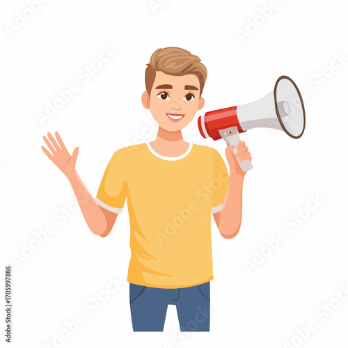 Mann mit einem Megaphone