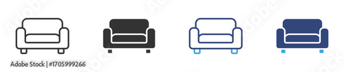 classic two-seater sofa furniture icon set, couch furniture icons, vector illustration.