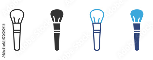 makeup brush icon set in outline and flat style , vector illustration. 