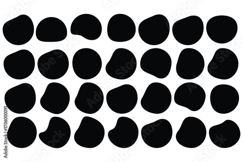 Blob shapes colorful and black collection vector design elements isolated. Random blob circles icon set. Isolated on a white background