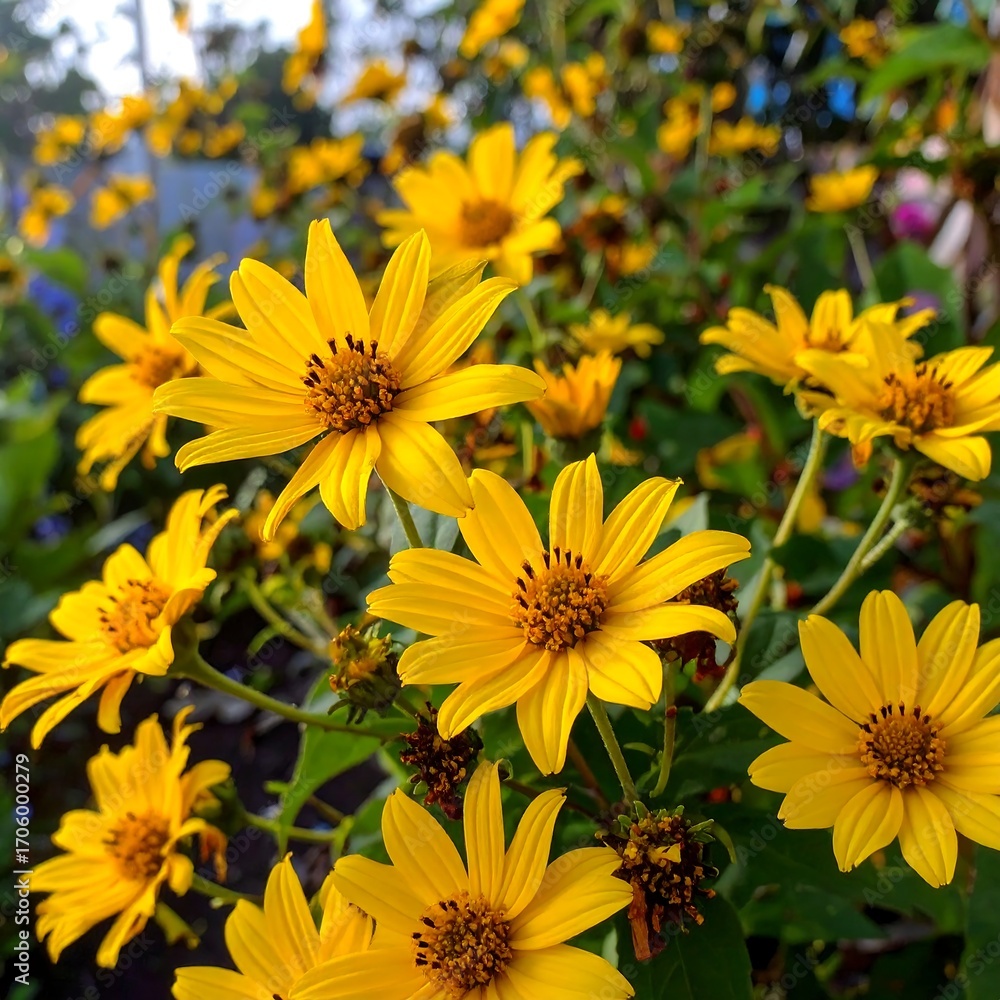 Fototapeta premium Close-up of vibrant yellow flowers (1)