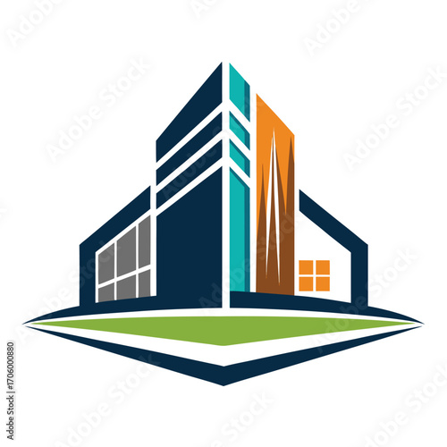 Modern abstract geometric logo design for an architecture company with clean lines and professional appeal