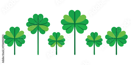 St Patricks Day Green Shamrock Plant Arrangement Festive Vector Illustration Cute Botanical Spring Holiday Graphic Design Element