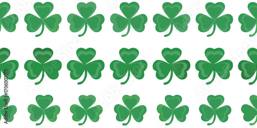 A Festive Array of Green Shamrocks Celebrating Irish Heritage and St Patricks Day With a Repeating Pattern on White