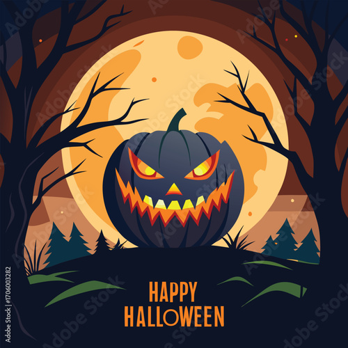 Sinister halloween themed vector design with spooky elements