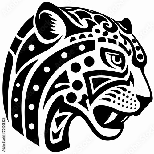 Wallpaper Mural Jaguar Head Tattoo Design with Tribal Patterns Torontodigital.ca