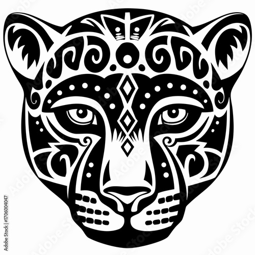 Wallpaper Mural Aztec Jaguar Head Tribal Tattoo Design Illustration Torontodigital.ca