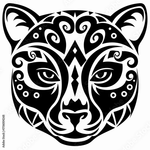 Wallpaper Mural Intricate Stylized Jaguar Head Design with Abstract Tribal Art Patterns Torontodigital.ca
