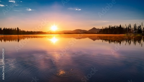 Wallpaper Mural A Quiet Lake At Sunrise With Ripples Forming Symbolizing Inner Peace And The Impact Of Small Hopeful Actions Torontodigital.ca