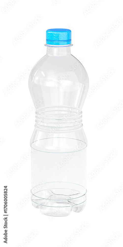 Naklejka premium Empty plastic bottle with blue cap 3d transparent background