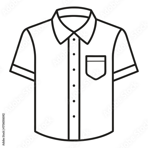 Minimalist outline sketch of a classic t shirt clean and modern apparel design element