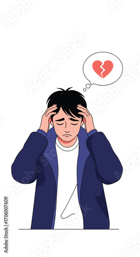 A young man experiencing emotional distress and heartbreak over a lost love.
