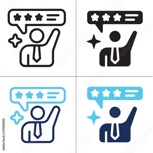 Leadership Talk icon set multiple style collection. Style Include outline, solid, dual tone. Vector illustration