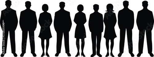 Business People Silhouettes Standing Row women