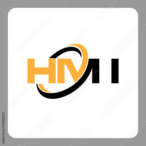 hmi logo. hmi letter. hmi letter logo design. Initials hmi logo linked with circle and uppercase monogram logo. Modern Red and Black Initials Logo for Corporate, hmi typography for technology,