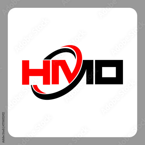 HMO logo. HMO letter. HMO letter logo design. Initials HMO logo linked with circle and uppercase monogram logo. Modern Red and Black Initials Logo for Corporate, HMO typography for technology,