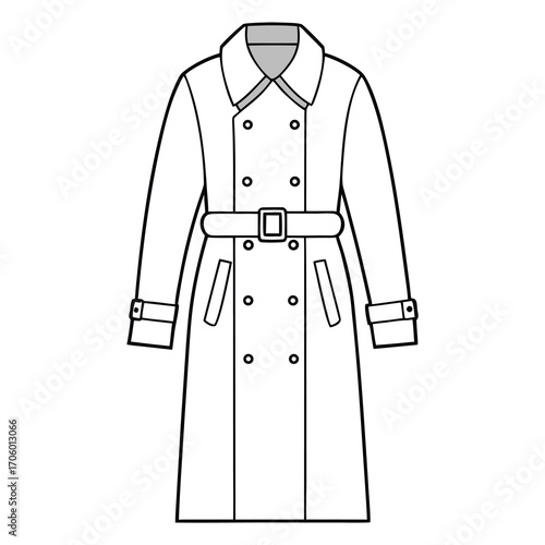 Minimalist outline of a classic trench coat a versatile fashion illustration for design projects